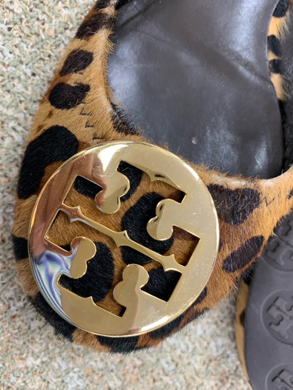 Tory Burch Leopard-Print Reva Ballet Flats with Gold Logo - Picture 7 of 7
